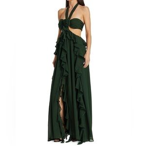 Ronny Kobo Collection Green Halter Maxi Dress